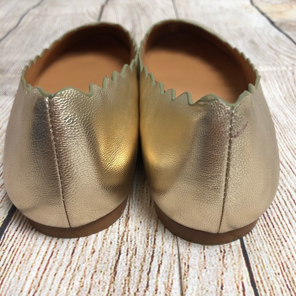 J Crew Metallic Gold Scalloped Ballet Flats 8.5 - Picture 5 of 11